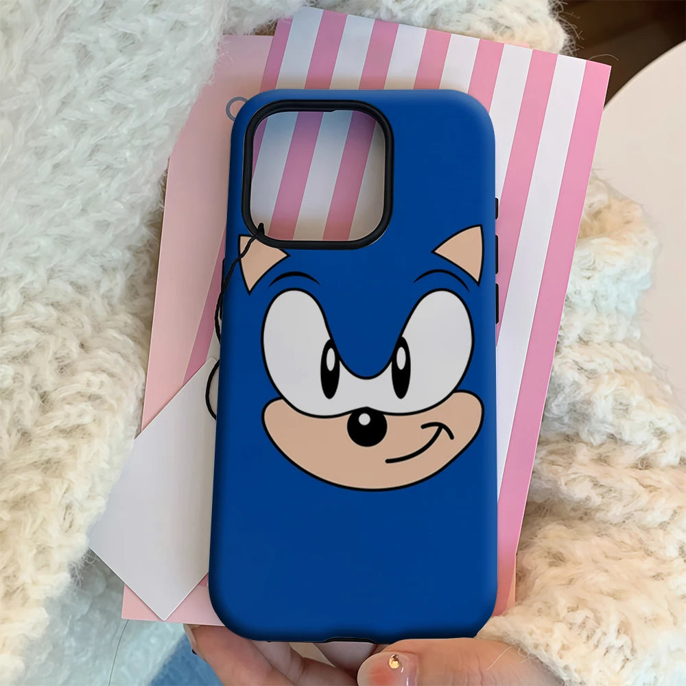 Sonic The Hedgehog Face IPhone17 Must-Haves Phone Case for IPhone 17 16 15 14 13 Pro Max Plus Double-layer Back Cover