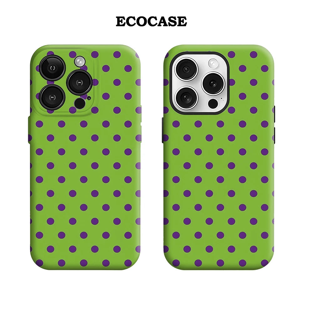 Green Purple Polka Dots IPhone17 Must-Haves Phone Case for IPhone 17 16 15 14 13 12 11 Pro Max Plus Double-layer Back Cover
