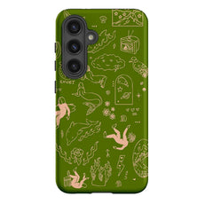 Easty Flash Green Phone Case For Samsung Galaxy S20 FE S22 S24 s25 Plus Ultra 4G 5G Luxury Double-layer Back Cover Funda