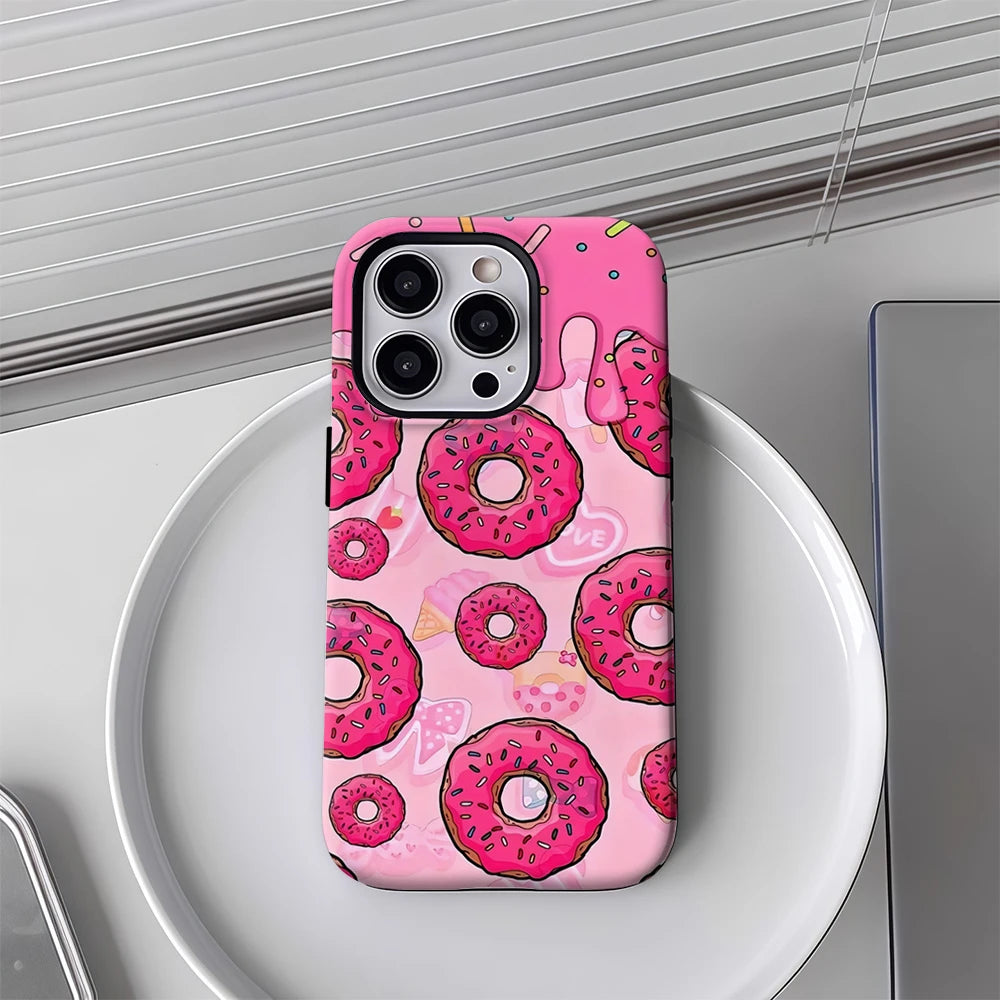 Pink Donut Delight IPhone17 Must-Haves Phone Case for IPhone 17 16 15 14 13 12 11 Pro Max Plus Double-layer Back Cover