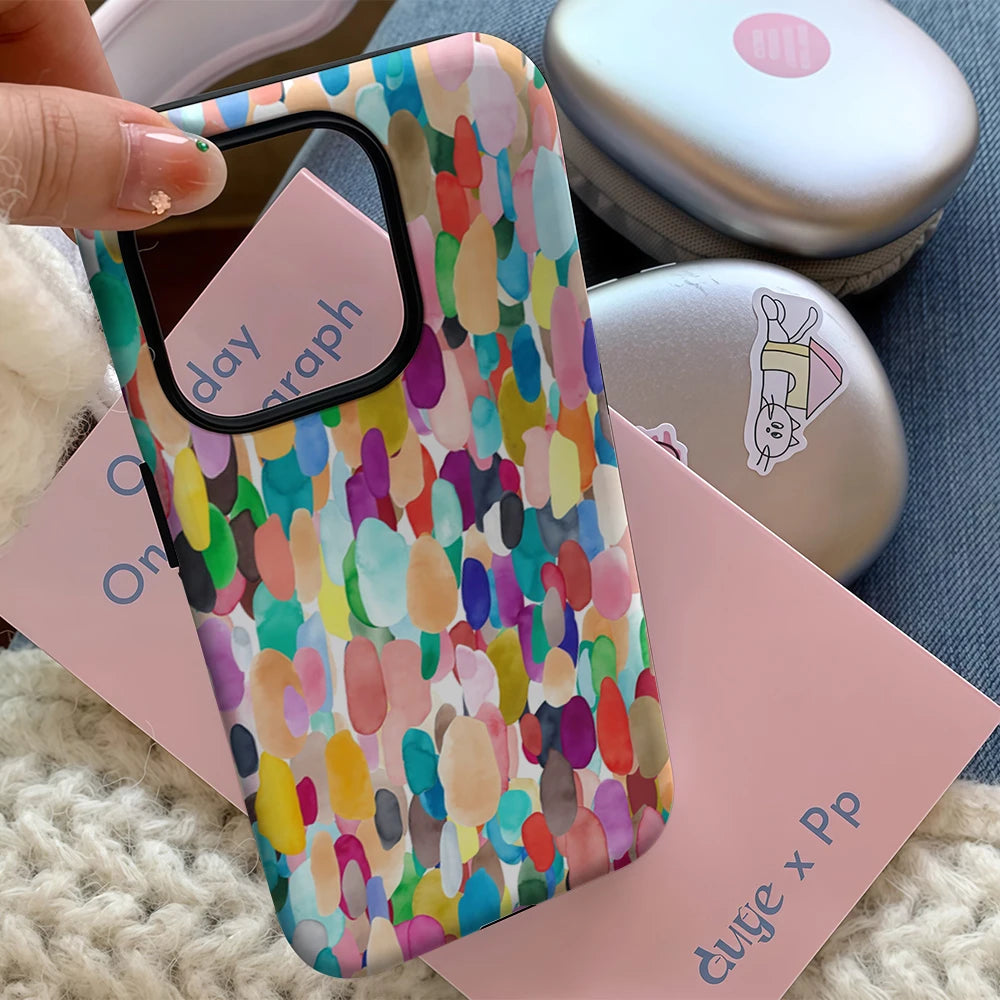 Colorful Watercolor Shapes IPhone17 Must-Haves Phone Case for IPhone 17 16 15 14 13 12 11 Pro Max Plus Double-layer Back Cover