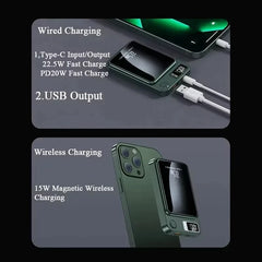 200000mAh Magnetic Power Bank Wireless Fast Charger for Magsafe Portable Auxiliary Battery Pack For iPhone Samsung Huawei