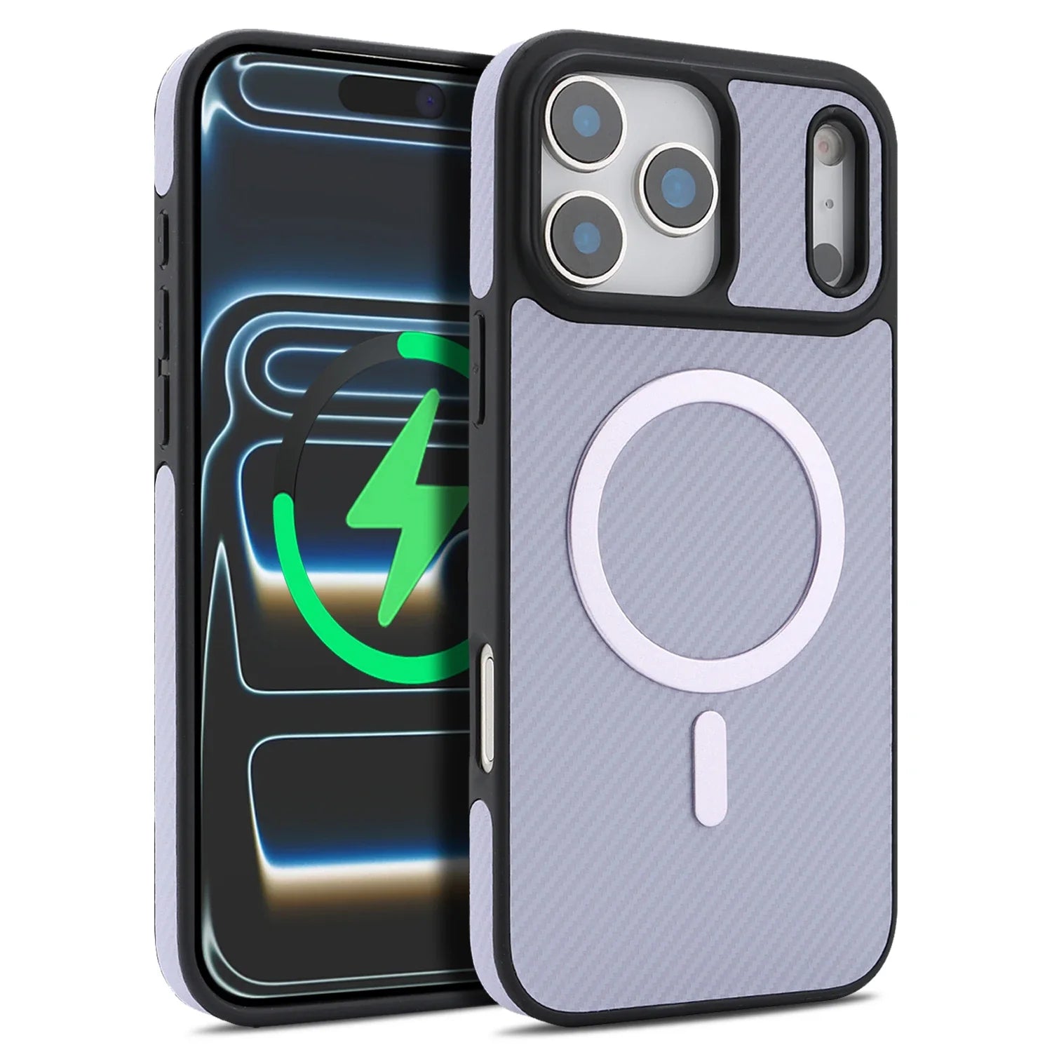 Carbon fiber leather magnetic phone case, suitable for iPhone 17 16 15 14 13 12 Pro Max Plus Air Pro protective case