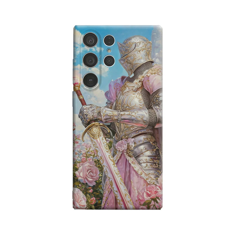 Knight in Rose Garden Phone Case for Samsung Galaxy S25 Ultra S24 S23 Ultra Plus Glossy Double-layer Back Cover