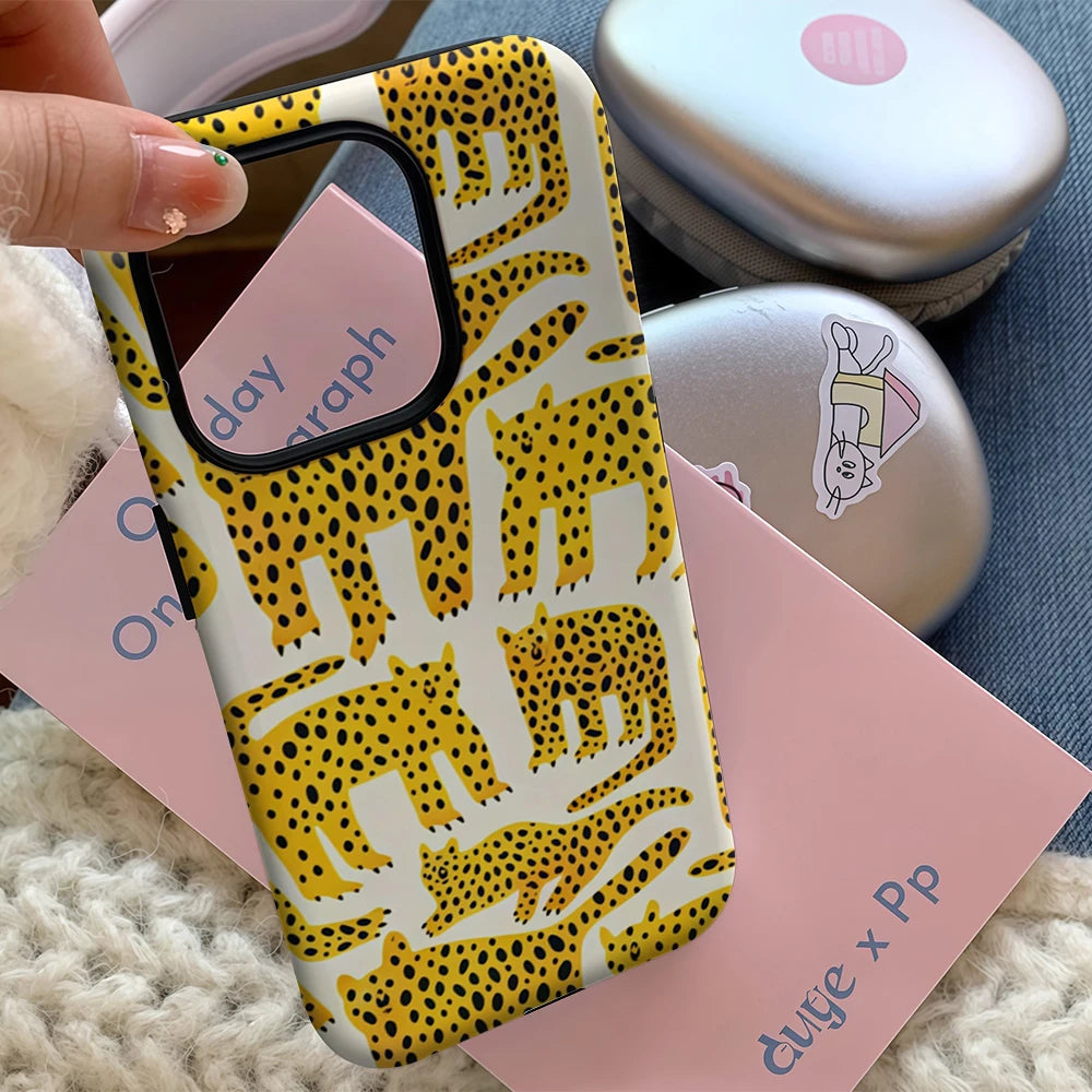 Cheetah Pattern IPhone17 Must-Haves Phone Case for IPhone 17 16 15 14 13 12 11 Pro Max Plus Double-layer Back Cover