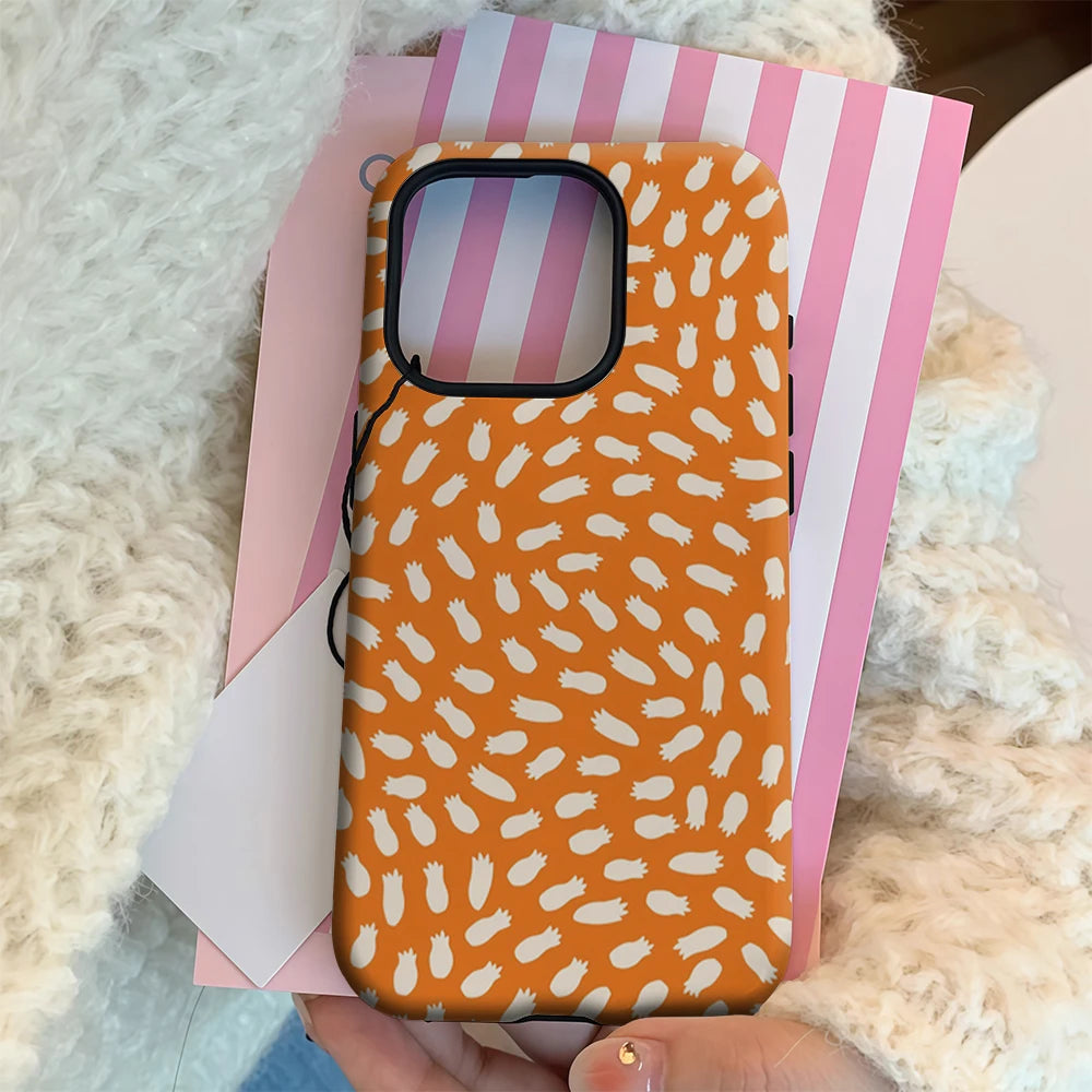 Whimsical Orange Pattern IPhone17 Must-Haves Phone Case for IPhone 17 16 15 14 13 12 11 Pro Max Plus Double-layer Back Cover