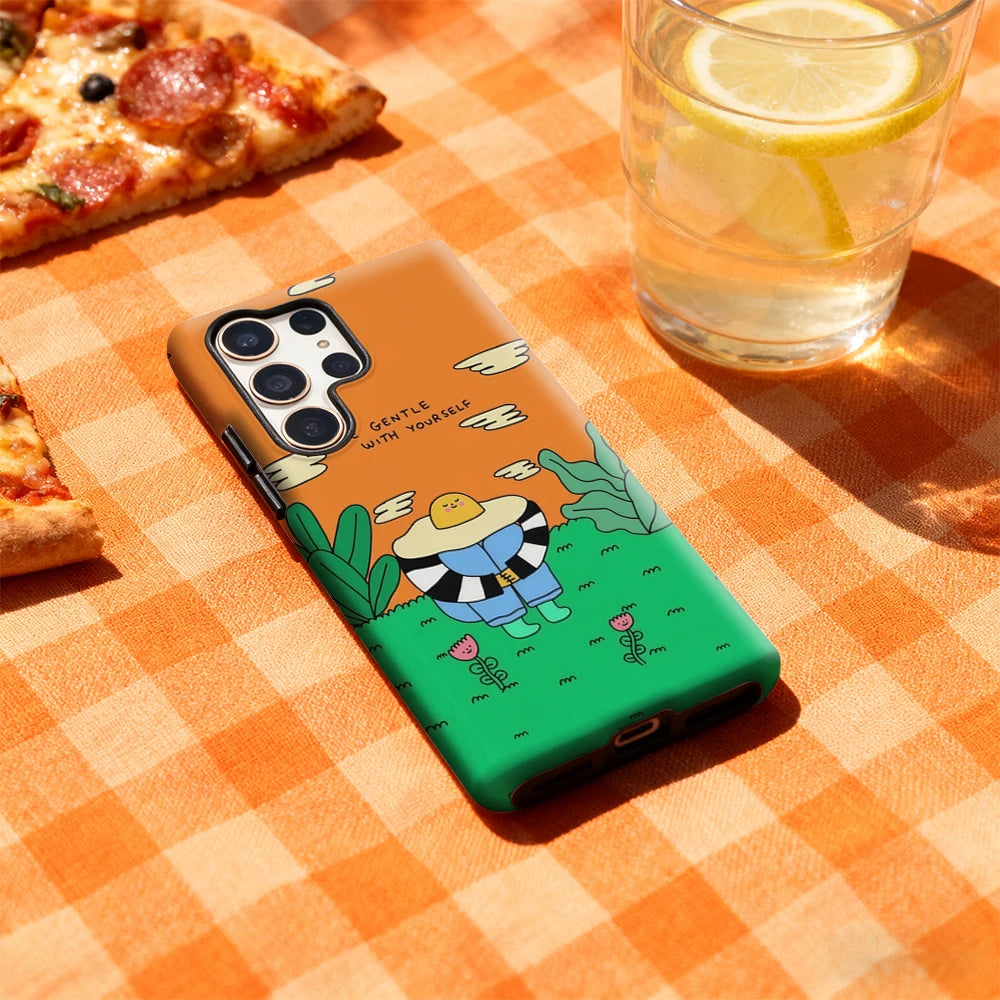 Wholesome Self-Care Phone Case for Samsung Galaxy S25 Ultra S24 S23 Ultra Plus Glossy Double-layer Back Cover