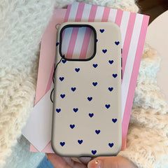 Vintage Navy Heart Ditsy IPhone17 Must-Haves Phone Case for IPhone 17 16 15 14 13 12 Pro Max Plus Double-layer Back Cover