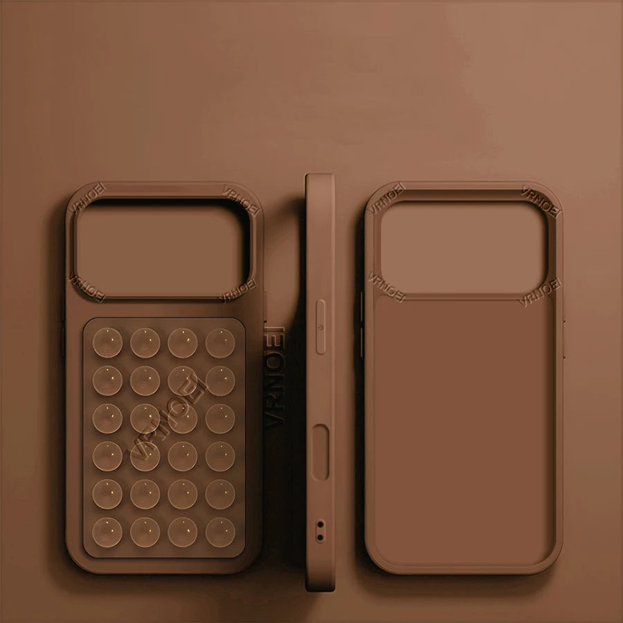 Upgrade 2IN1 Suction Cup Bracket Phone Case For iPhone 16 15 11 12 13 14 17 Pro Max Plus  AIR Cases Shockproof Cover Accessories