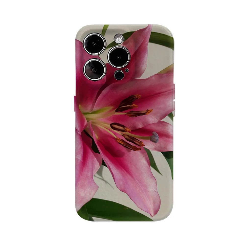 Bright Pink Lily Close-Up Art IPhone17 Must-Haves Phone Case for IPhone 17 16 15 14 13 12 Pro Max Plus Double-layer Back Cover