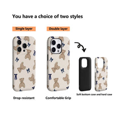 Teddy Bears and Bows IPhone17 Must-Haves Phone Case for IPhone 17 16 15 14 13 12 11 Pro Max Plus Double-layer Back Cover