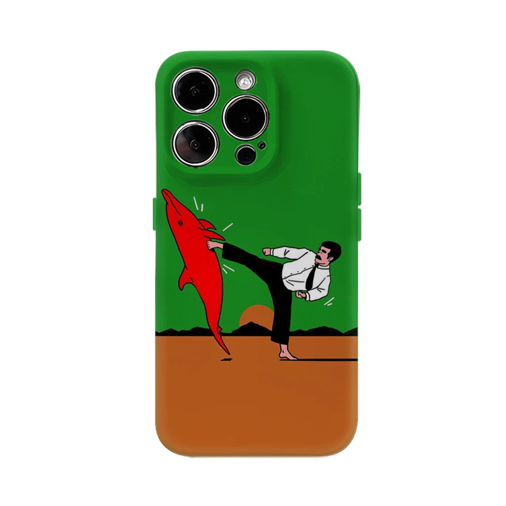 Surreal Karate Dolphin Kick IPhone17 Must-Haves Phone Case for IPhone 17 16 15 14 13 12 Pro Max Plus Double-layer Back Cover