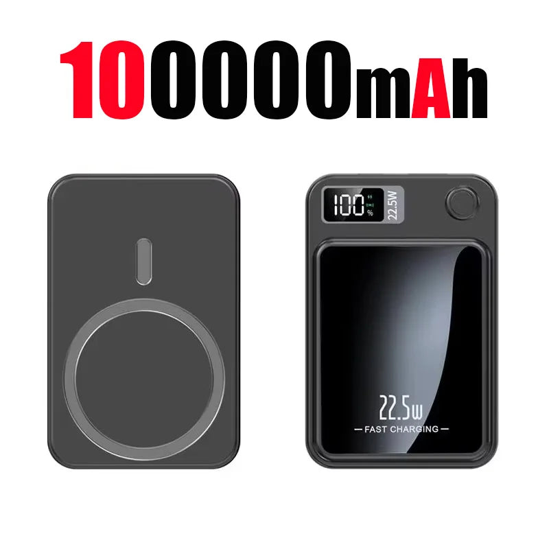 200000mAh Magnetic Power Bank Wireless Fast Charger for Magsafe Portable Auxiliary Battery Pack For iPhone Samsung Huawei