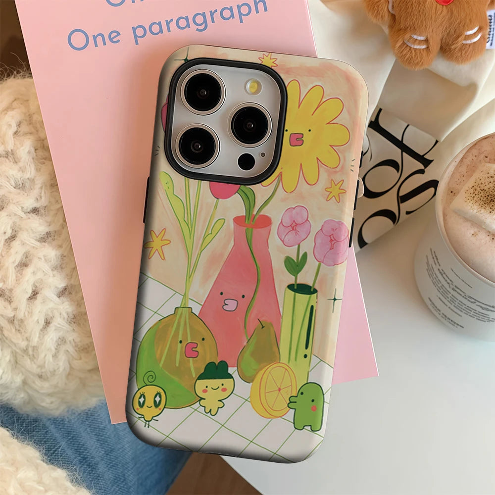 Kawaii Botany Pals IPhone17 Must-Haves Phone Case for IPhone 17 16 15 14 13 12 Pro Max Plus Double-layer Back Cover
