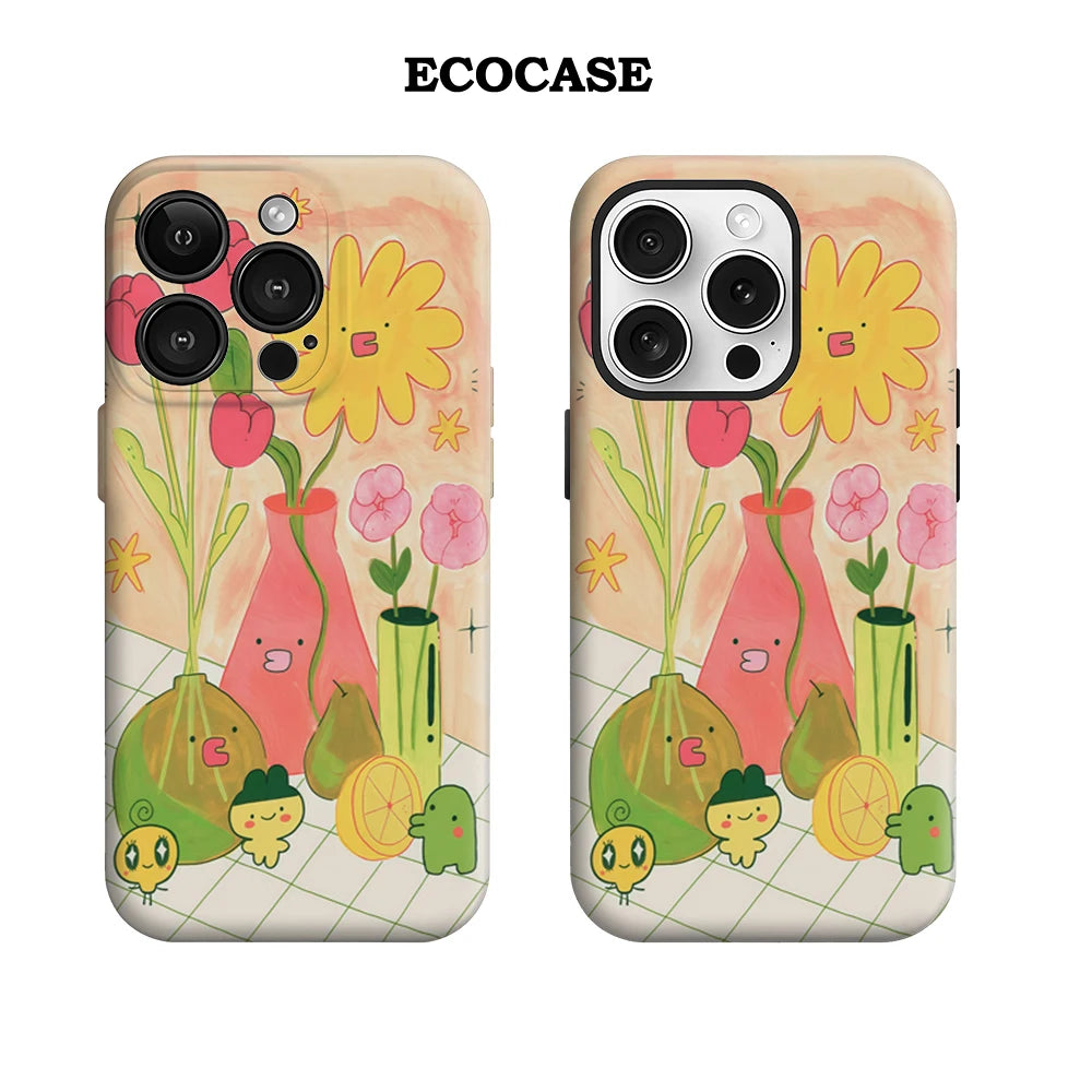 Kawaii Botany Pals IPhone17 Must-Haves Phone Case for IPhone 17 16 15 14 13 12 Pro Max Plus Double-layer Back Cover