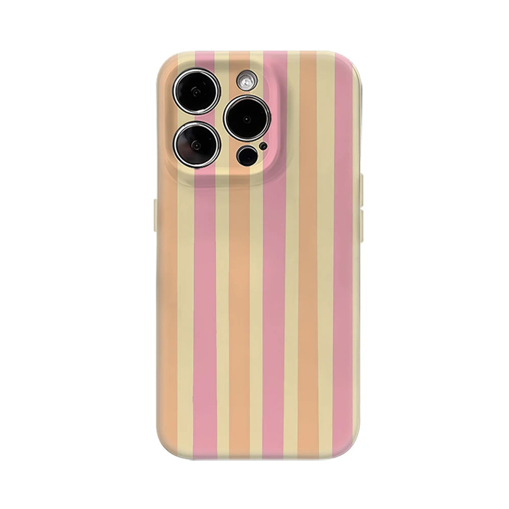 Blush & Peach Yellow Vertical Stripes IPhone17 Must-Haves Phone Case for IPhone 17 16 15 14 Pro Max Plus Double-layer Back Cover