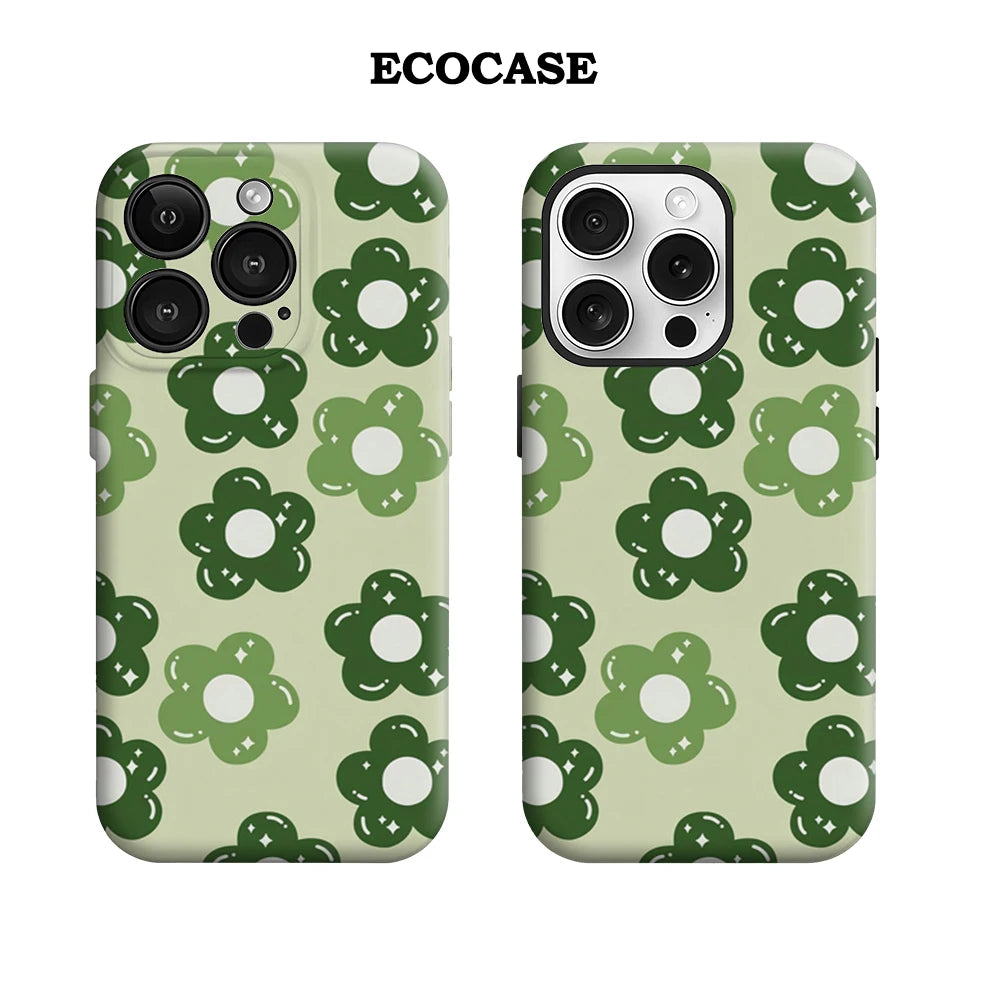 Retro Green Flower IPhone17 Must-Haves Phone Case for IPhone 17 16 15 14 13 12 Pro Max Plus Double-layer Back Cover