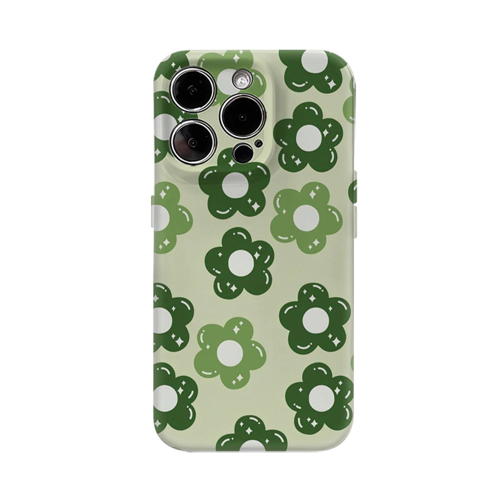 Retro Green Flower IPhone17 Must-Haves Phone Case for IPhone 17 16 15 14 13 12 Pro Max Plus Double-layer Back Cover