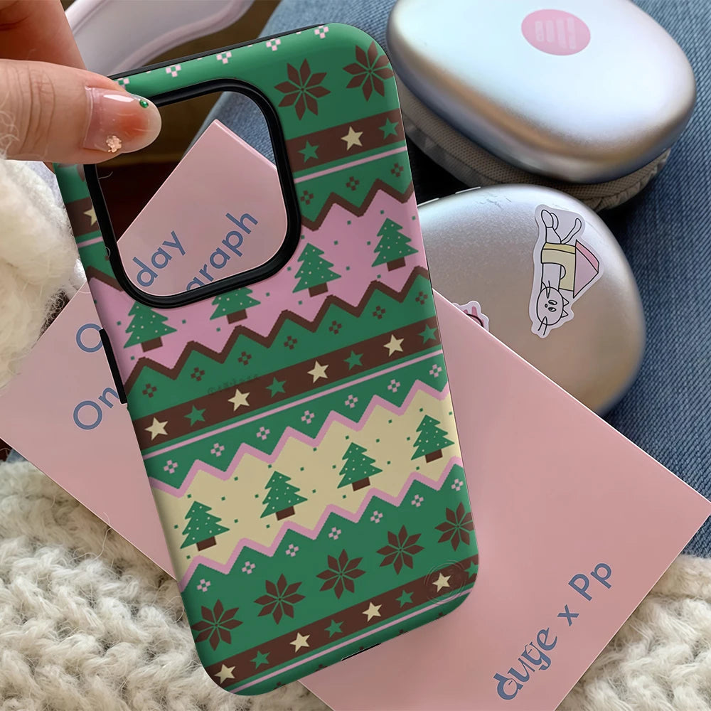 Christmas Knit Stripe IPhone17 Must-Haves Phone Case for IPhone 17 16 15 14 13 12 Pro Max Plus Double-layer Back Cover