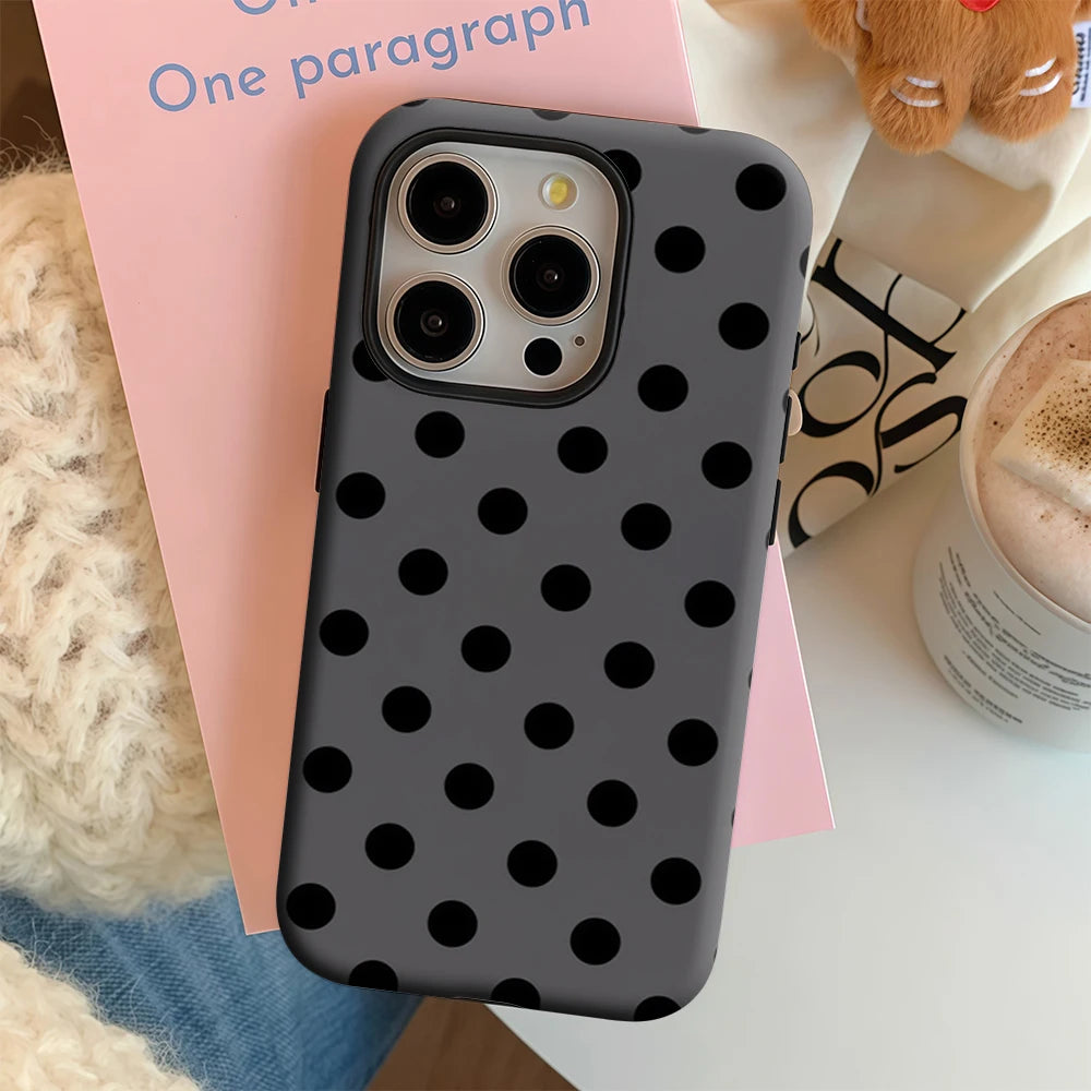 Classic Black Polka Dots IPhone17 Must-Haves Phone Case for IPhone 17 16 15 14 13 12 11 Pro Max Plus Double-layer Back Cover