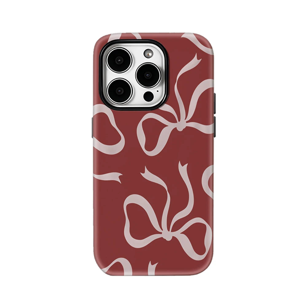 Blush Red Bow Elegance IPhone17 Must-Haves Phone Case for IPhone 17 16 15 14 13 12 11 Pro Max Plus Double-layer Back Cover