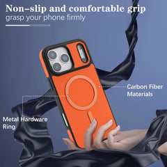 Carbon fiber leather magnetic phone case, suitable for iPhone 17 16 15 14 13 12 Pro Max Plus Air Pro protective case
