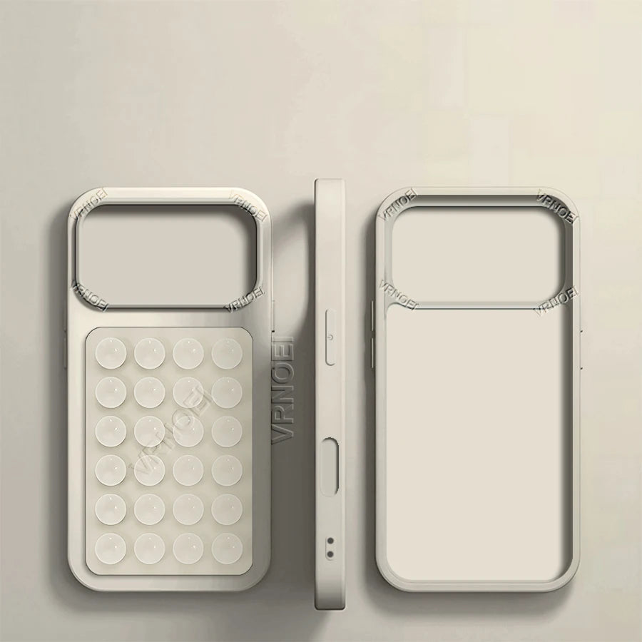 Upgrade 2IN1 Suction Cup Bracket Phone Case For iPhone 16 15 11 12 13 14 17 Pro Max Plus  AIR Cases Shockproof Cover Accessories