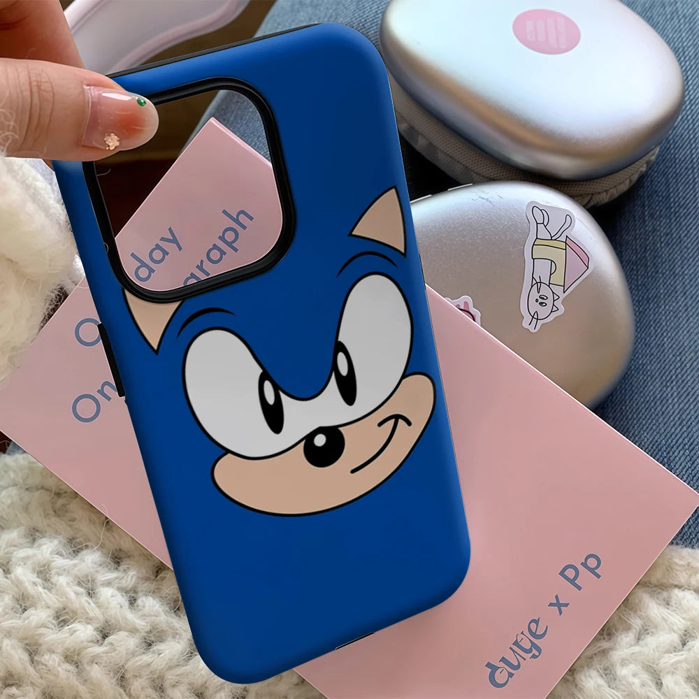 Sonic The Hedgehog Face IPhone17 Must-Haves Phone Case for IPhone 17 16 15 14 13 Pro Max Plus Double-layer Back Cover