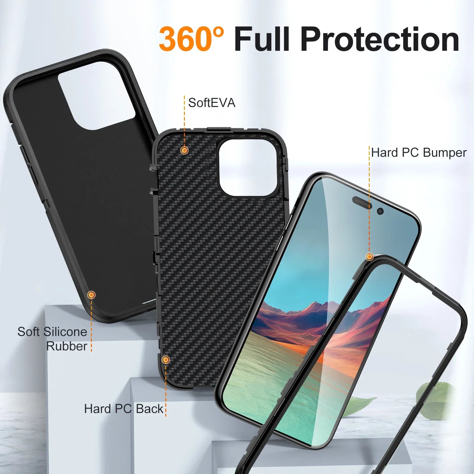 3 in 1 Defend Armor Shockproof Case For iPhone 11 12 13 14 15 Plus 16 17 Pro Max 7 8 SE 2022 Xs XR Plastic Frame TPU Back Cover