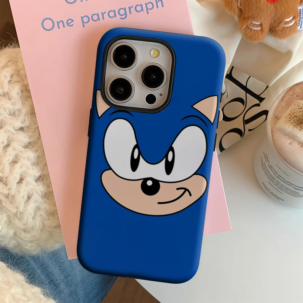 Sonic The Hedgehog Face IPhone17 Must-Haves Phone Case for IPhone 17 16 15 14 13 Pro Max Plus Double-layer Back Cover