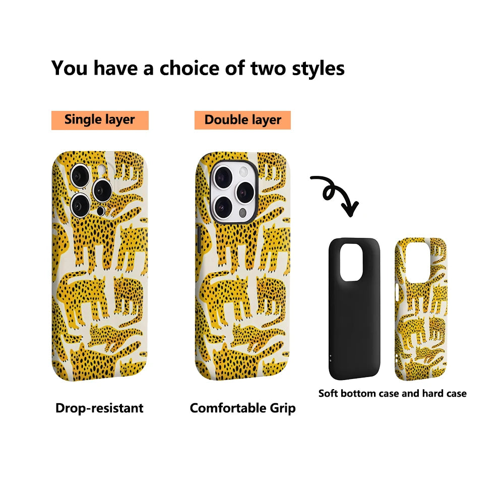 Cheetah Pattern IPhone17 Must-Haves Phone Case for IPhone 17 16 15 14 13 12 11 Pro Max Plus Double-layer Back Cover