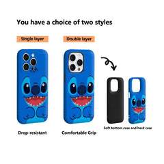 Cute Stitch IPhone17 Must-Haves Phone Case for IPhone 17 16 15 14 13 12 Pro Max Plus Double-layer Back Cover