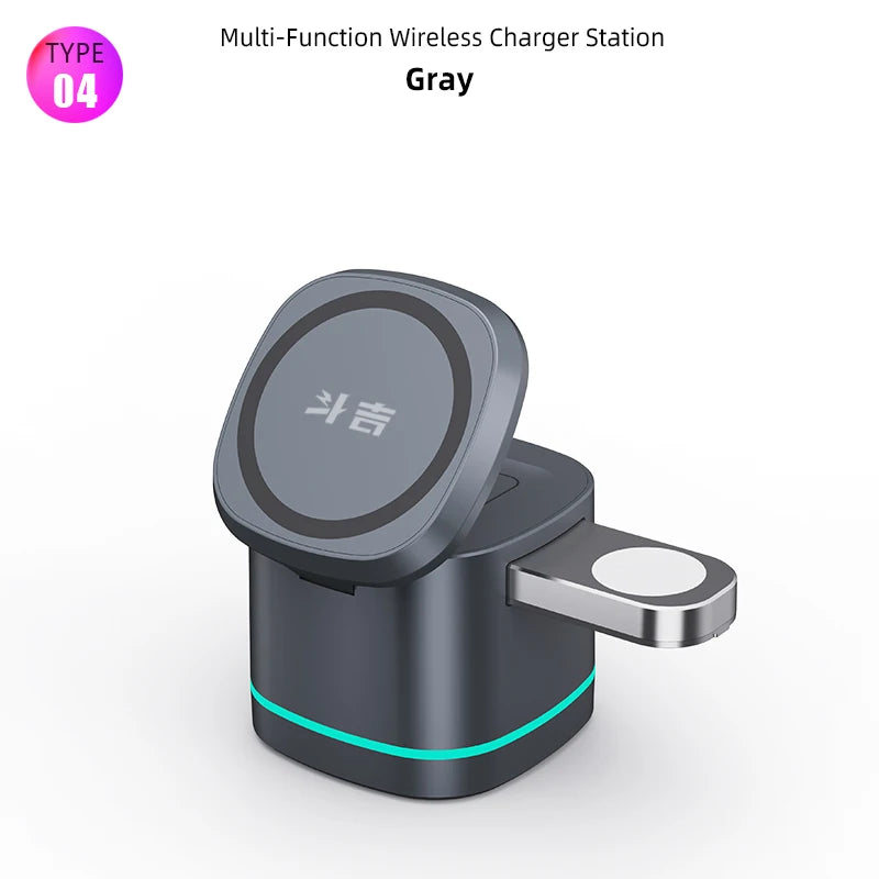 3 in 1 Transparent Magnetic 15W Wireless Charger Charger Stand For iPhone 14 13 12 ProMax Airpod Pro Watch 8 SE Charging Station