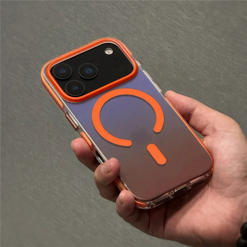 Gradient Color Matte Shockproof Magsafe Case For iPhone 17 Air 16Pro 17Pro Max Hybrid Wireless Charge Magnetic Hard Back Cover
