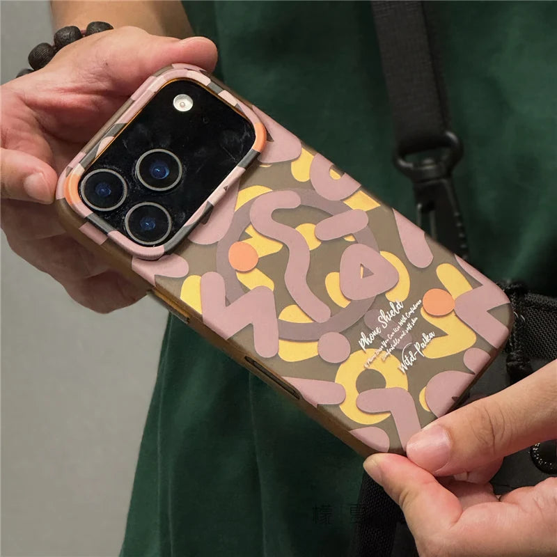 Trendy Graffiti Pattern for Magsafe Wireless Charge Case For iPhone 17Air 17Pro 16 15 17Pro Max Matte Shockproof Magnetic Cover