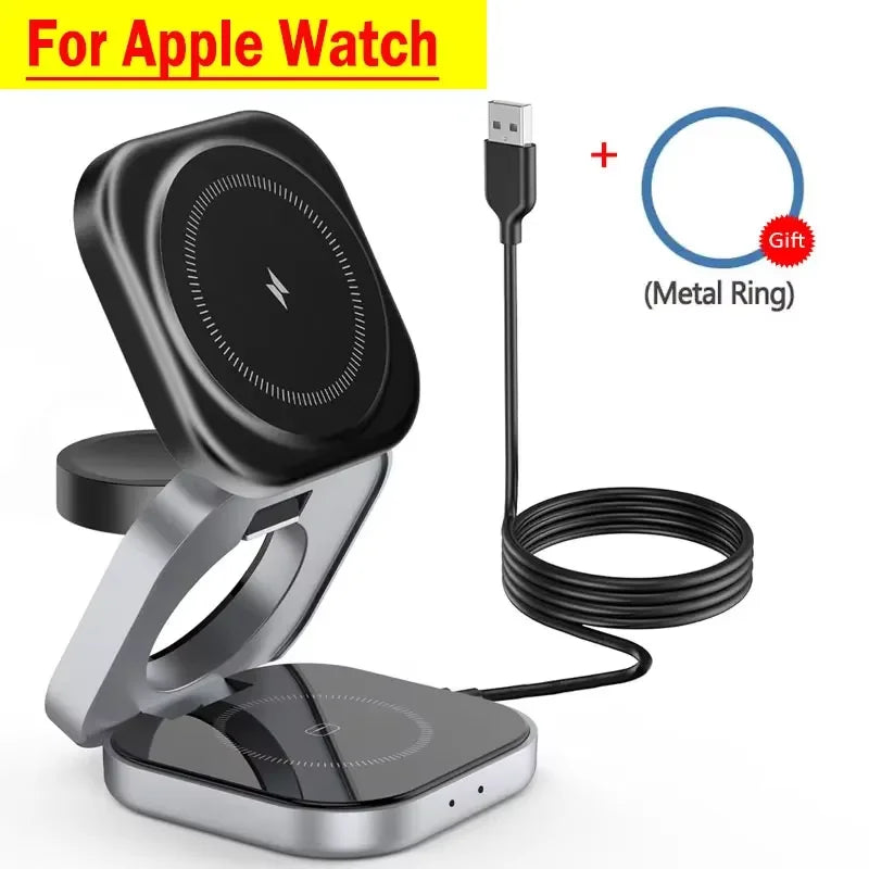 30W 3 in 1 Foldable Charging Station Fast Magnetic Wireless Charger Stand for iPhone 15 14 13 12 Apple Watch 8 7 6 Airpods Pro