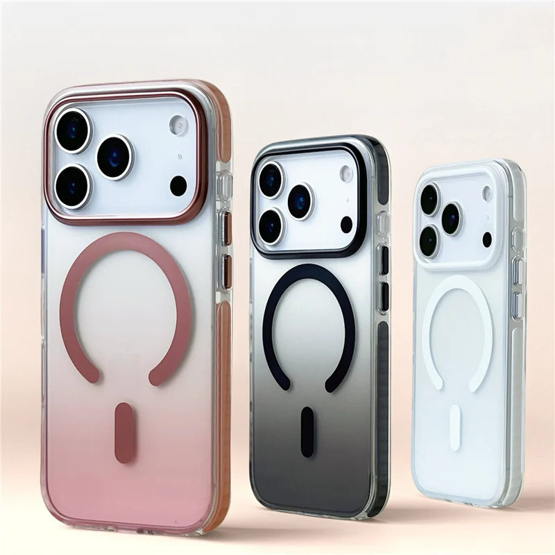 Gradient Color Matte Shockproof Magsafe Case For iPhone 17 Air 16Pro 17Pro Max Hybrid Wireless Charge Magnetic Hard Back Cover