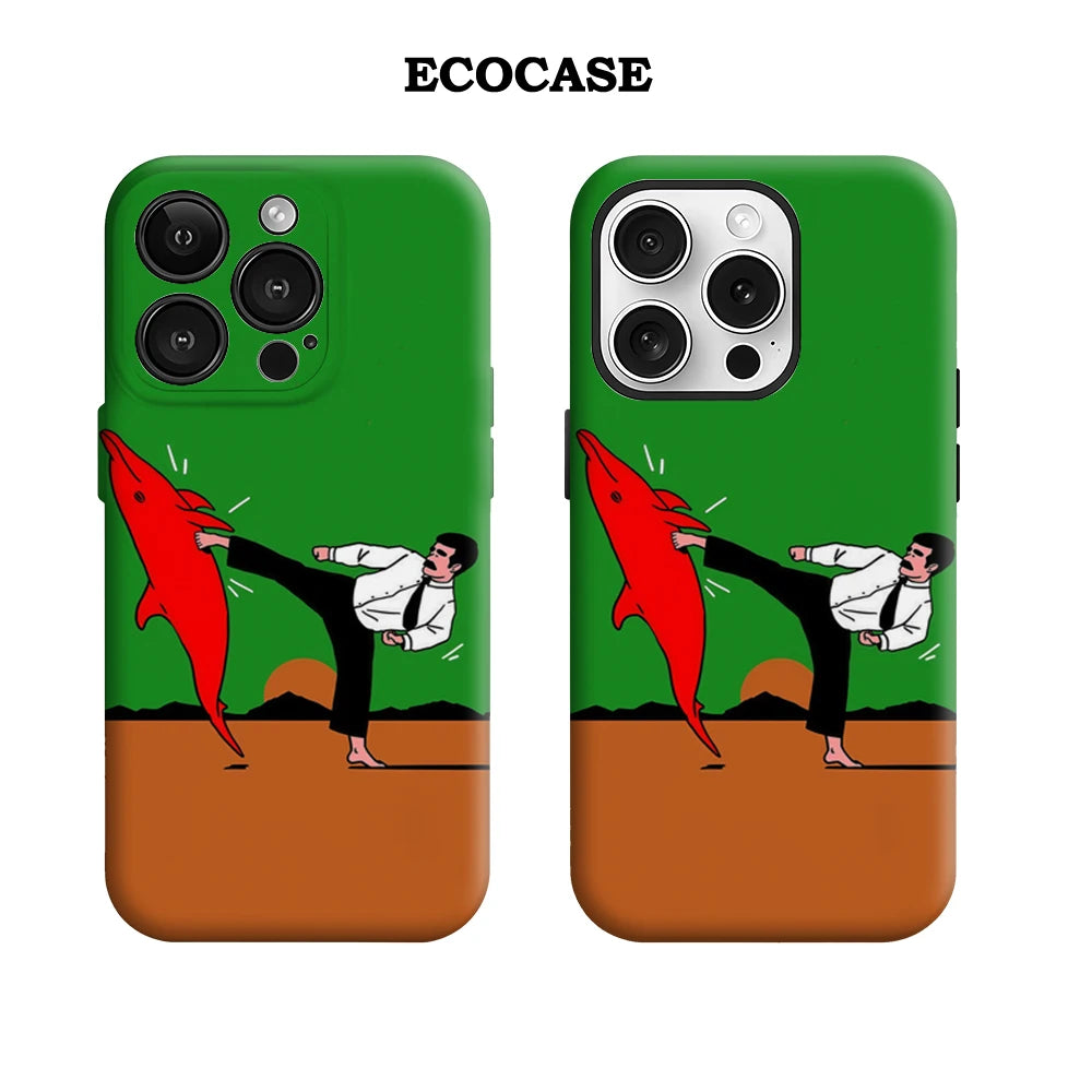 Surreal Karate Dolphin Kick IPhone17 Must-Haves Phone Case for IPhone 17 16 15 14 13 12 Pro Max Plus Double-layer Back Cover