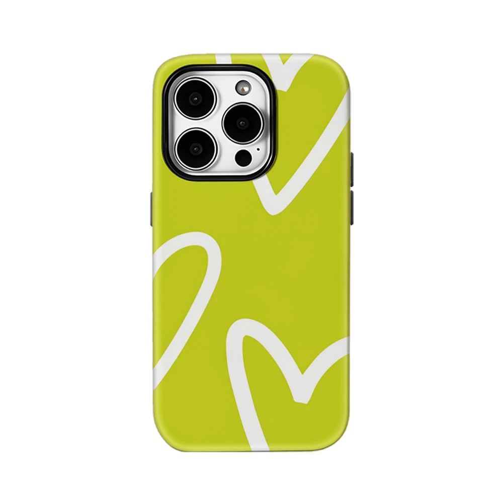 Lime Heart Outlines IPhone17 Must-Haves Phone Case for IPhone 17 16 15 14 13 12 11 Pro Max Plus Double-layer Back Cover