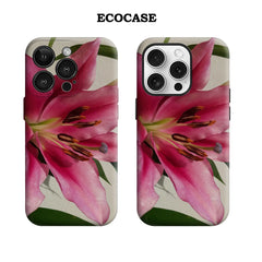 Bright Pink Lily Close-Up Art IPhone17 Must-Haves Phone Case for IPhone 17 16 15 14 13 12 Pro Max Plus Double-layer Back Cover