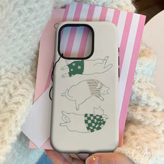 Lazy Cats in Stylish Outfits IPhone17 Must-Haves Phone Case for IPhone 17 16 15 14 13 12 11 Pro Max Plus Double-layer Back Cover