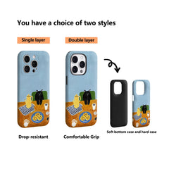 Cozy Black Cat Coffee Time IPhone17 Must-Haves Phone Case for IPhone 17 16 15 14 13 12 Pro Max Plus Double-layer Back Cover