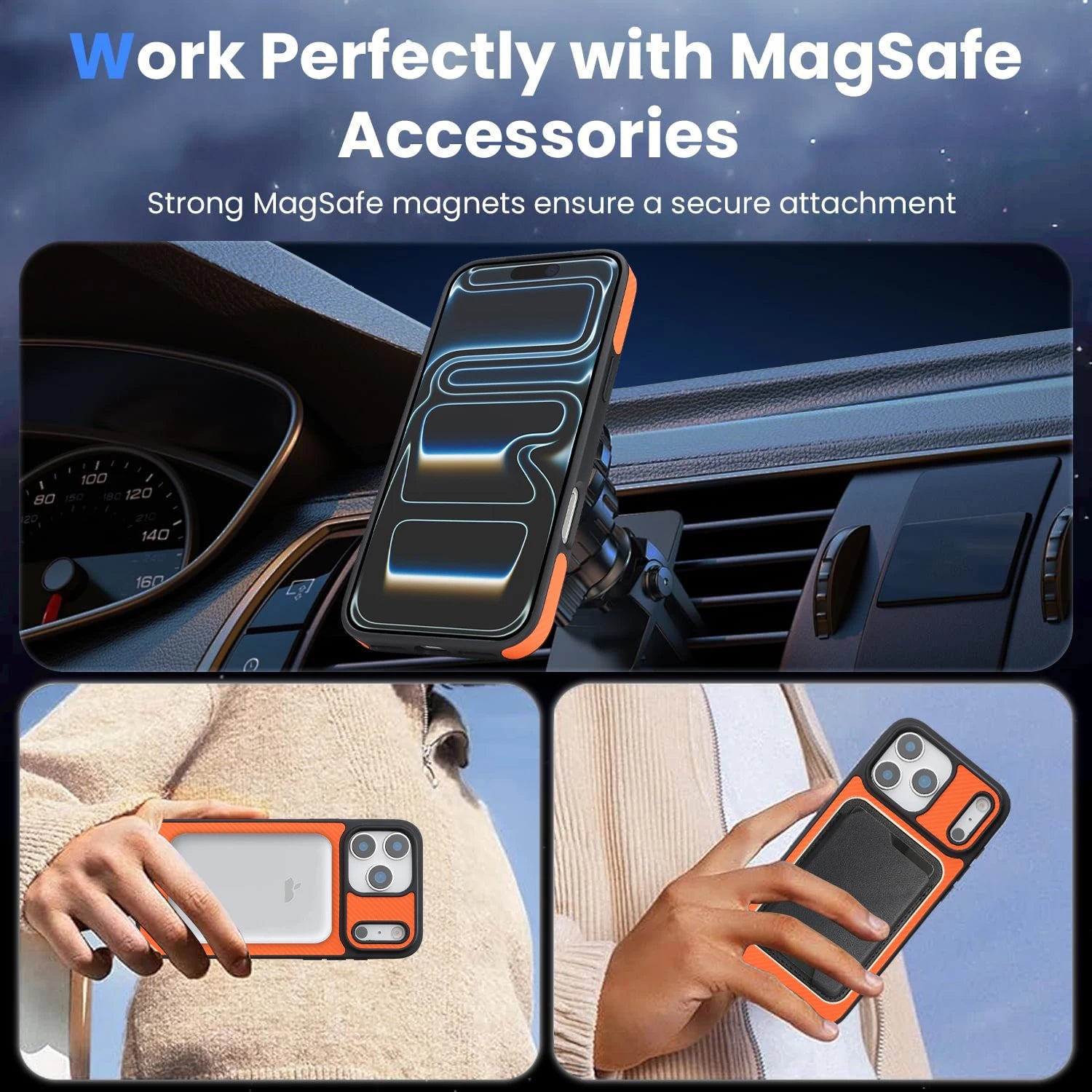 Carbon fiber leather magnetic phone case, suitable for iPhone 17 16 15 14 13 12 Pro Max Plus Air Pro protective case