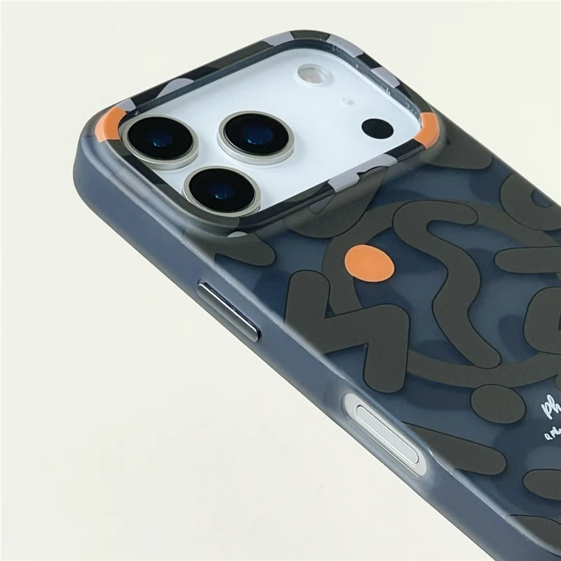 Trendy Graffiti Pattern for Magsafe Wireless Charge Case For iPhone 17Air 17Pro 16 15 17Pro Max Matte Shockproof Magnetic Cover