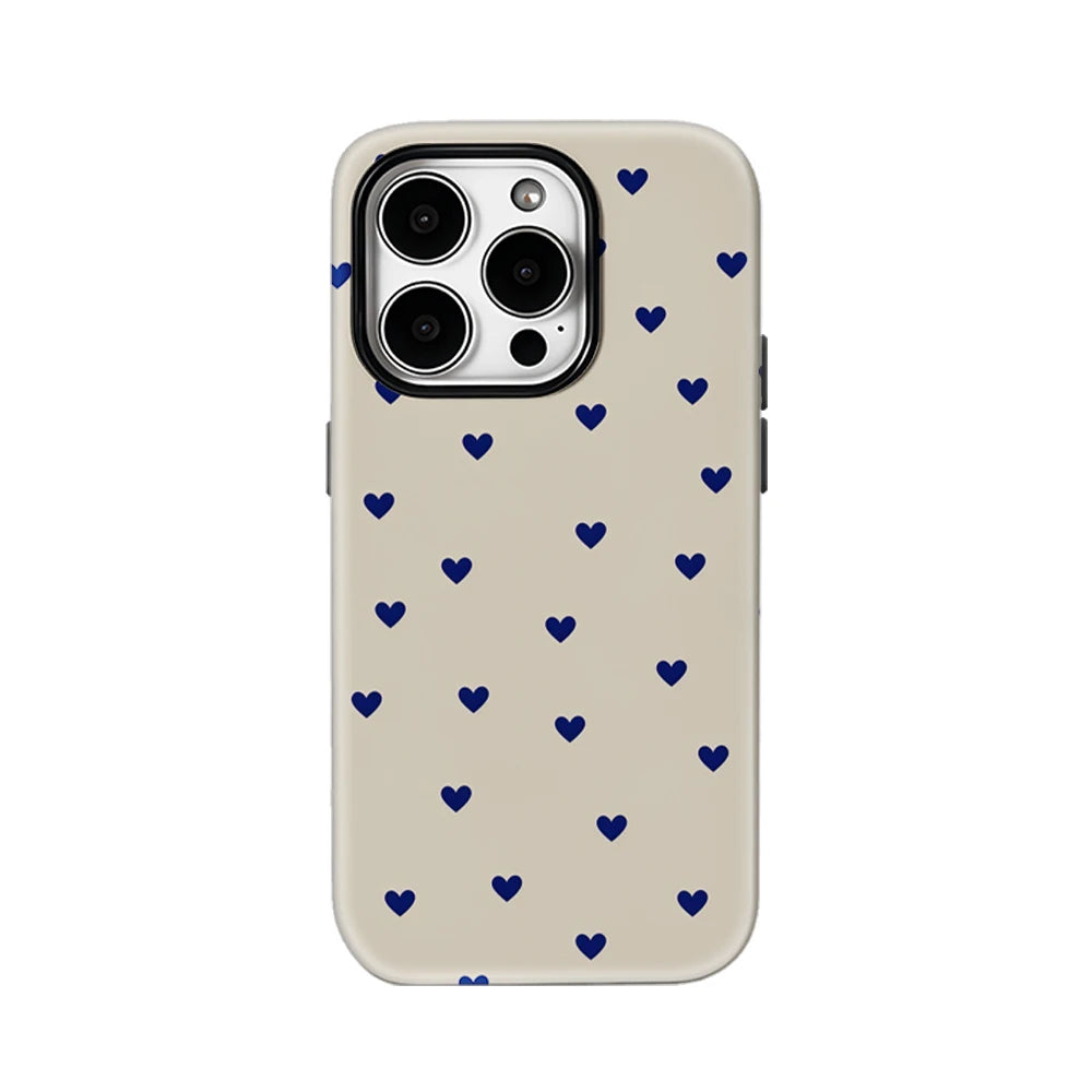 Vintage Navy Heart Ditsy IPhone17 Must-Haves Phone Case for IPhone 17 16 15 14 13 12 Pro Max Plus Double-layer Back Cover