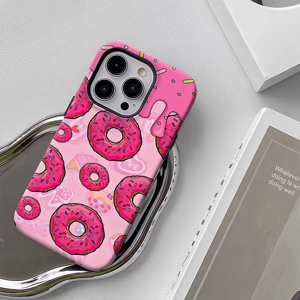 Pink Donut Delight IPhone17 Must-Haves Phone Case for IPhone 17 16 15 14 13 12 11 Pro Max Plus Double-layer Back Cover