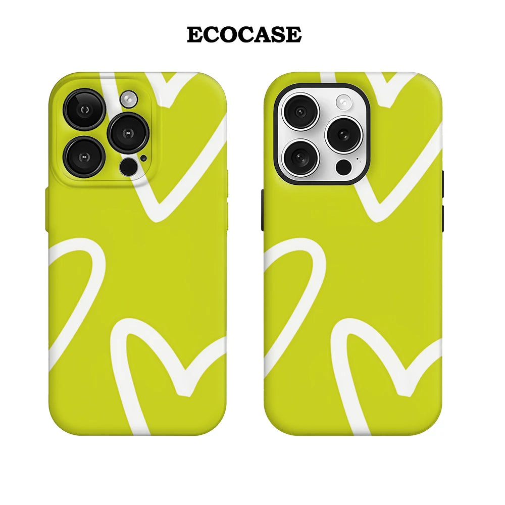 Lime Heart Outlines IPhone17 Must-Haves Phone Case for IPhone 17 16 15 14 13 12 11 Pro Max Plus Double-layer Back Cover