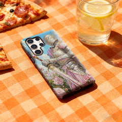 Knight in Rose Garden Phone Case for Samsung Galaxy S25 Ultra S24 S23 Ultra Plus Glossy Double-layer Back Cover