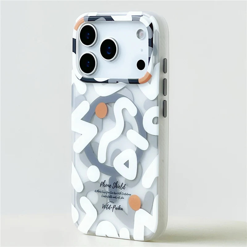 Trendy Graffiti Pattern for Magsafe Wireless Charge Case For iPhone 17Air 17Pro 16 15 17Pro Max Matte Shockproof Magnetic Cover