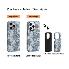 Blue Toile De Jouy IPhone17 Must-Haves Phone Case for IPhone 17 16 15 14 13 12 11 Pro Max Plus Double-layer Back Cover